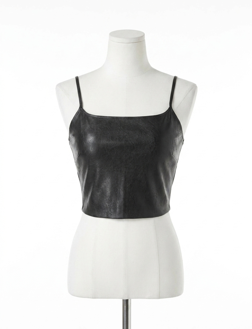 NEW COMMANDO faux leather cami crop top in black